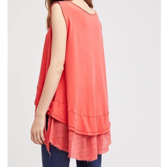 NWT Free People Coral Peachy Tee Tank Top - Picture 5 of 10